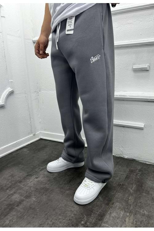 1018 STWD NAKIŞ LOGO BAGGY EŞOFMAN - BOYALI GRİ