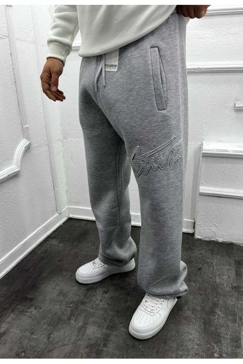 1019 STWD BÜYÜK NAKIŞ LOGO BAGGY EŞOFMAN - GRİ - S