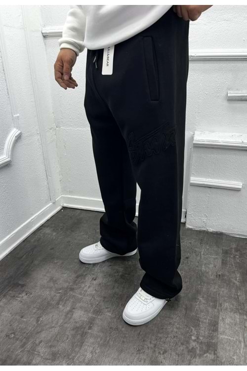 1019 STWD BÜYÜK NAKIŞ LOGO BAGGY EŞOFMAN - SİYAH - M