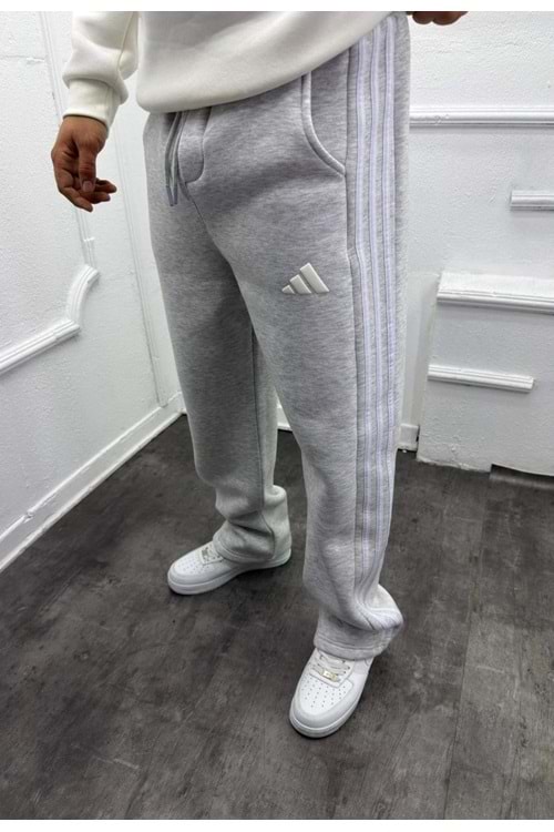 1010 ADİDAS ŞERİTLİ EŞOFMAN - AÇIK GRİ - S