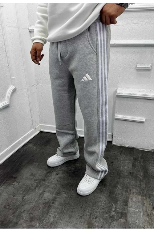 1010 ADİDAS ŞERİTLİ EŞOFMAN - GRİ - L
