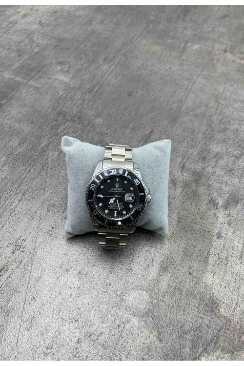 1001 ROLEX SAAT - GÜMÜŞ SİYAH-SİYAH - STANDART