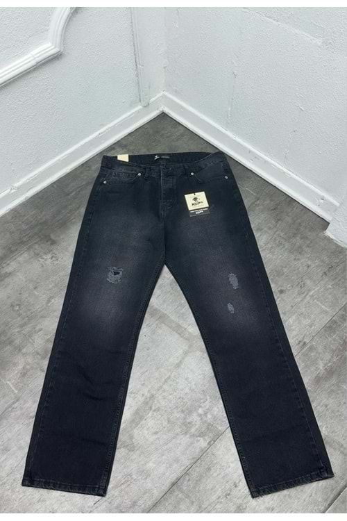 1008 KEPS TASLAMA YIRTIK BAGGY KOT - KOYU FÜME - 34