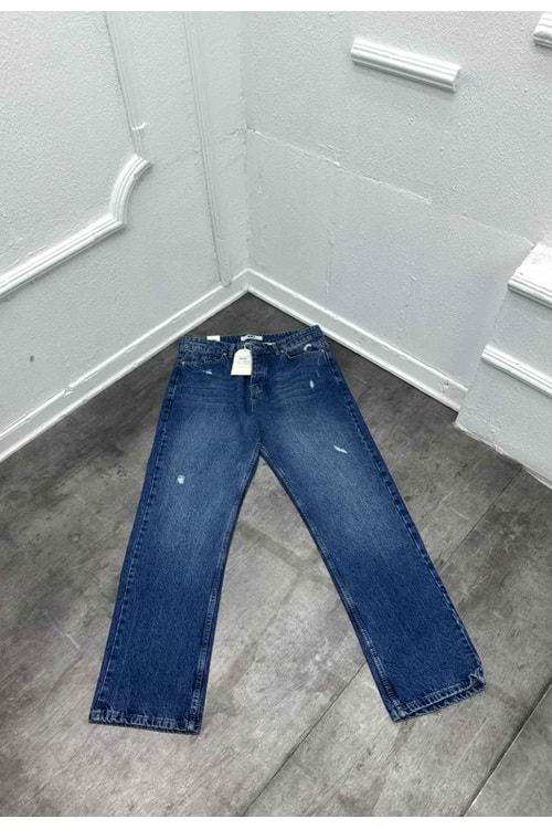 1014 WE11 TASLAMA BIYIK DESEN BAGGY KOT - LACİVERT - 34