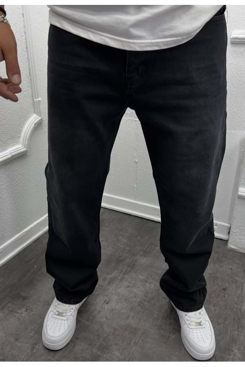 1015 WE11 TASLAMA BIYIK DESEN BAGGY KOT - SİYAH