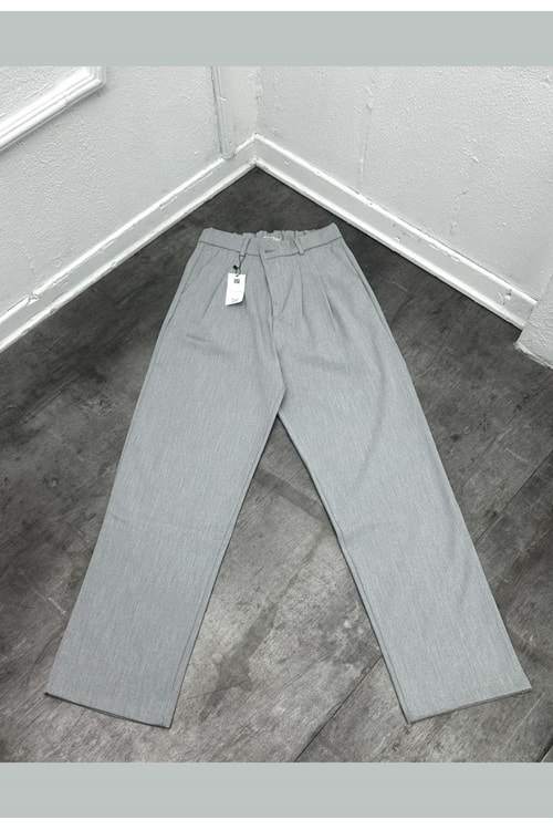 1002 BRO KUMAŞ BAGGY PANTOLON - GRİ - S