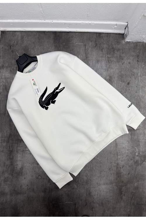 1018 LACOSTE SWEAT - BEYAZ-SIYAH - S