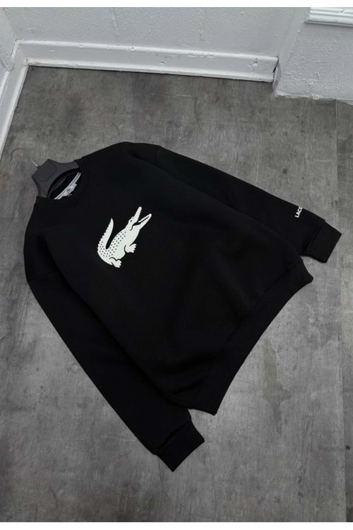 1018 LACOSTE SWEAT - SİYAH-BEYAZ - L