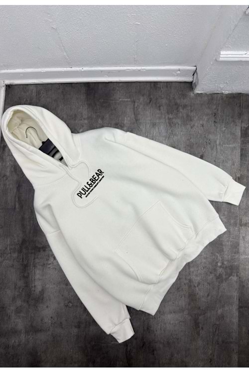 1004 PULL BEAR KAPÜŞONLU SWEAT - BEYAZ - S