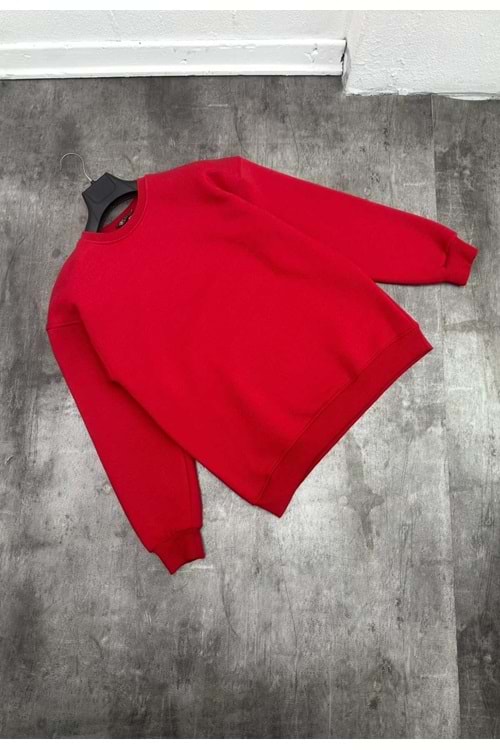 1006 BASIC BISIKLET YAKA SWEAT - KIRMIZI - M