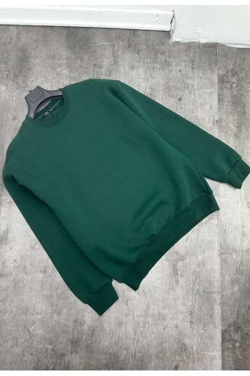1006 BASIC BISIKLET YAKA SWEAT - KOYU YEŞİL - XL