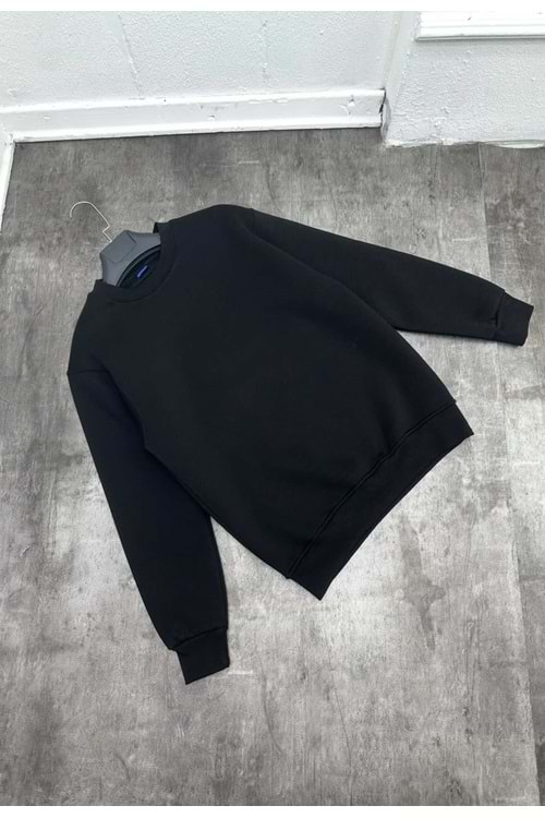 1006 BASIC BISIKLET YAKA SWEAT - SİYAH - S