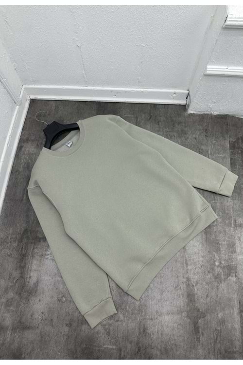 1006 BASIC BISIKLET YAKA SWEAT - TAŞ - L