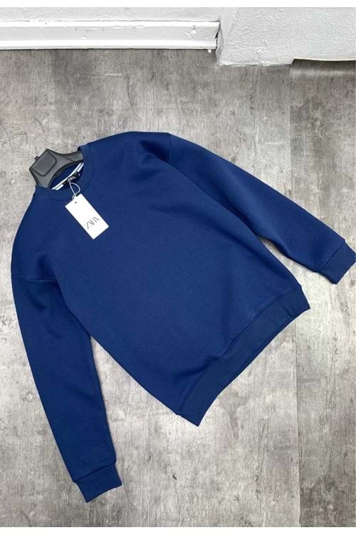 1006 BASIC BISIKLET YAKA SWEAT - İNDİGO LACİVERT - S