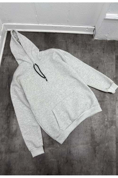 1007 BASIC KAPÜŞONLU SWEAT - AÇIK GRİ - M