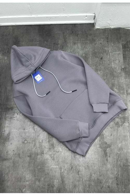 1007 BASIC KAPÜŞONLU SWEAT - BOYALI GRİ - M