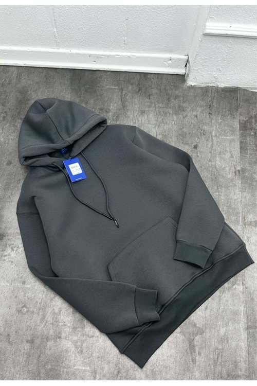1007 BASIC KAPÜŞONLU SWEAT - KOYU GRI - S