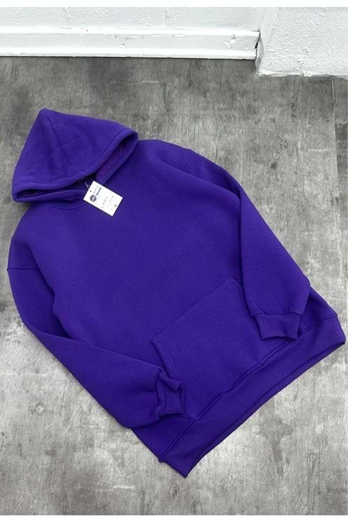 1007 BASIC KAPÜŞONLU SWEAT - MOR - M