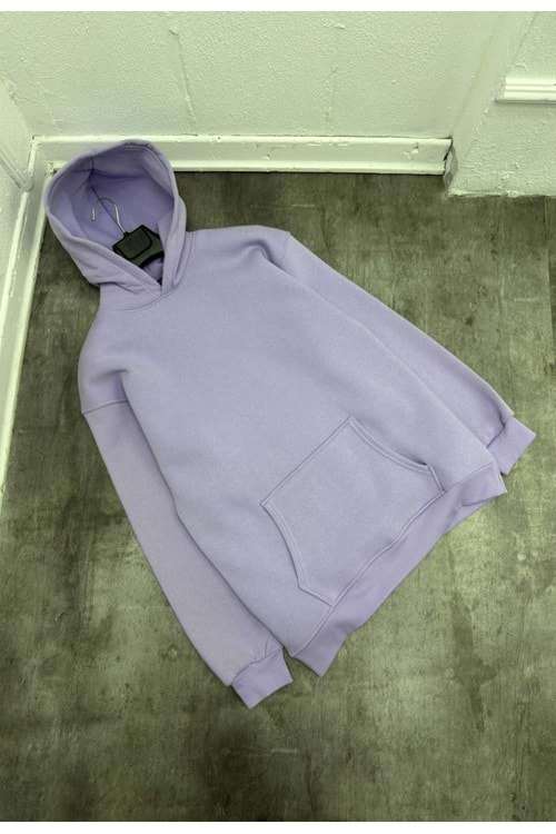1007 BASIC KAPÜŞONLU SWEAT - LİLA - M