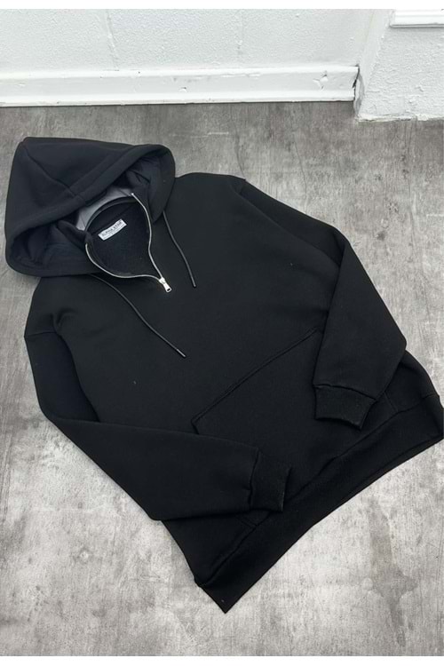 1001 ALPHA KAPŞONLU SWEAT - SİYAH - M