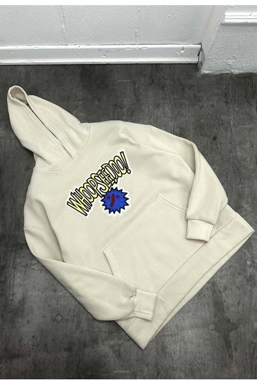 1001 WHOOPSEEDOO KAPŞONLU SWEAT - KREM - S