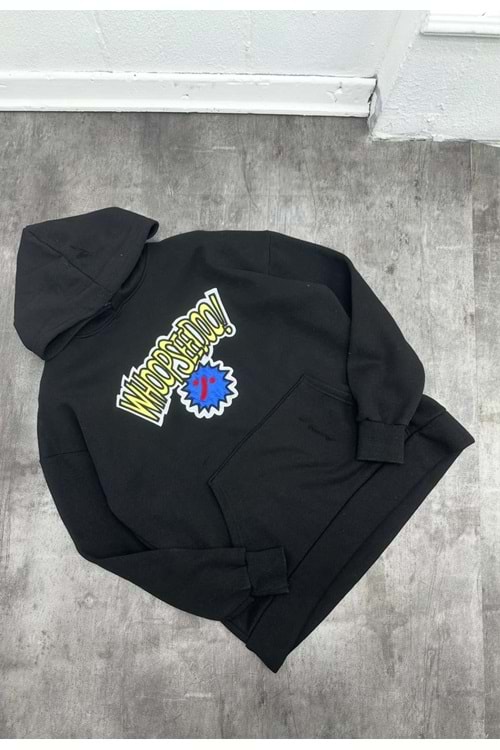 1001 WHOOPSEEDOO KAPŞONLU SWEAT - SİYAH - S