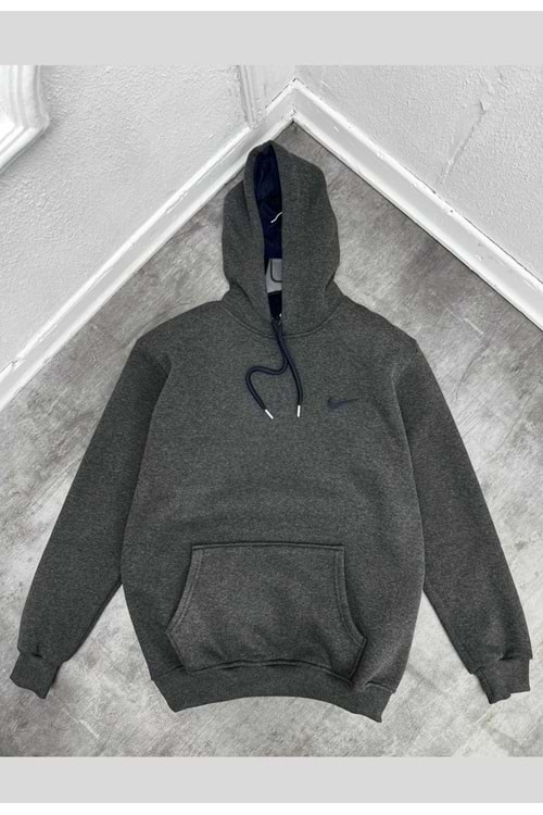 1038 NIKE KAPŞONLU SWEAT - KIRÇILLI ANTRASIT - 3XL