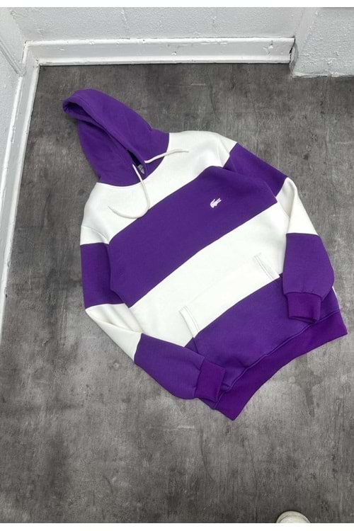 1020 LACOSTE SWEAT - MOR BEYAZ