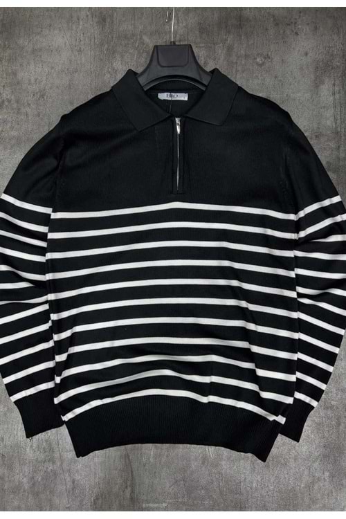 1003 BRO INCE TRIKO SWEAT - SİYAH-BEYAZ - XXL