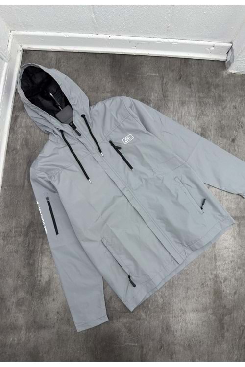1039 NIKE REFLEKTOR BASKI YAĞMURLUK - AÇIK GRİ - S