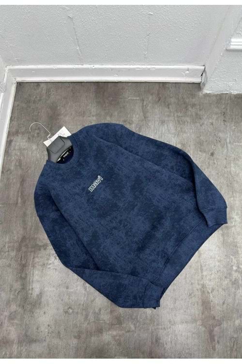 1009 MAVİ YIKAMALI SWEAT - LACİVERT - S