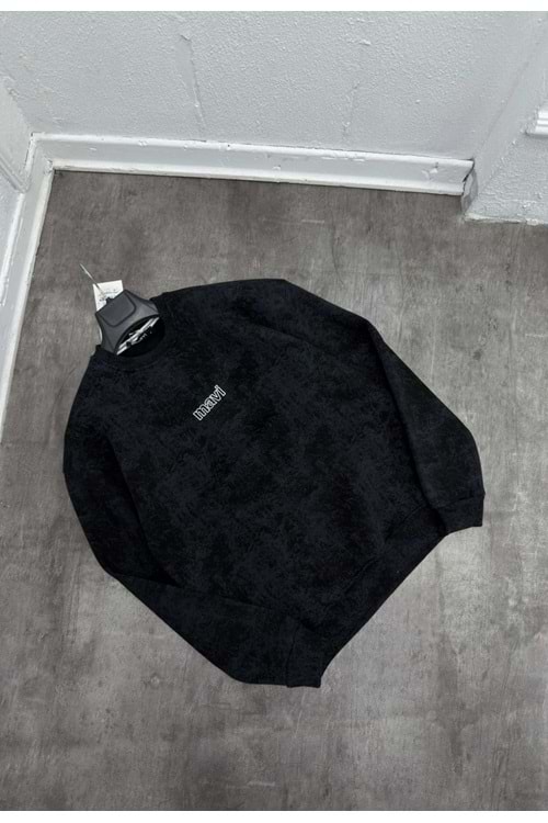1009 MAVİ YIKAMALI SWEAT - SİYAH - S