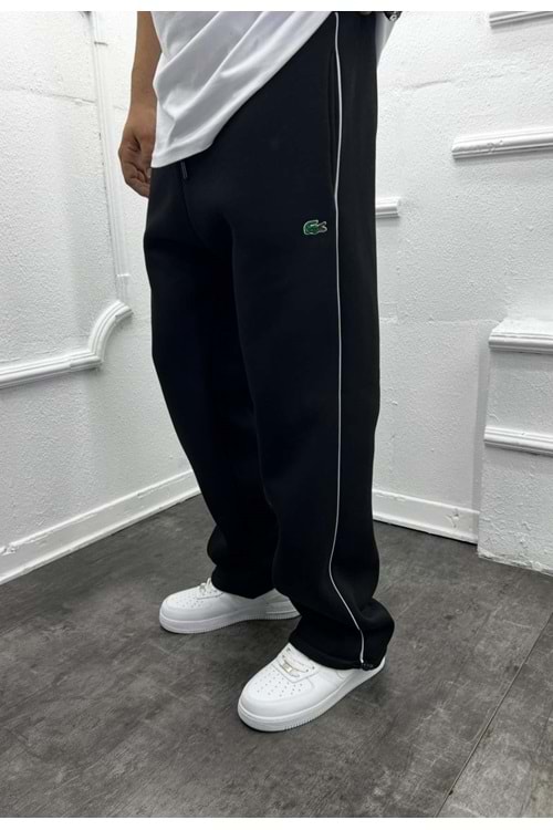 1022 LACOSTE ŞERİT DETAY EŞOFMAN - SİYAH