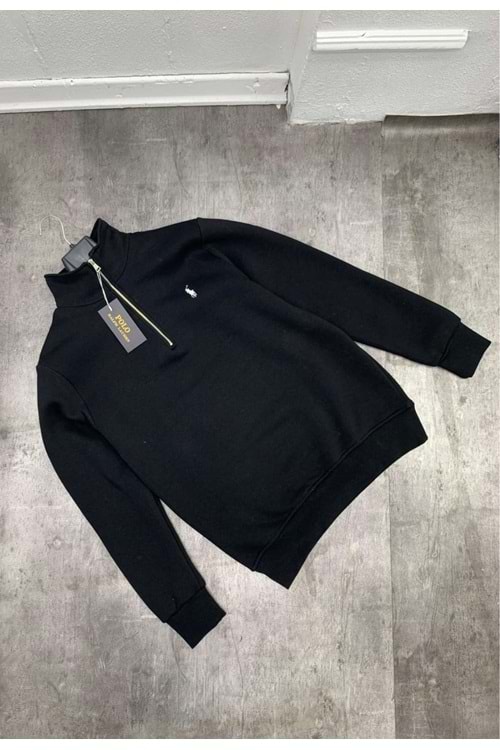 1016 POLO FERMUAR YAKA NORMAL KALIP SWEAT - SİYAH - S