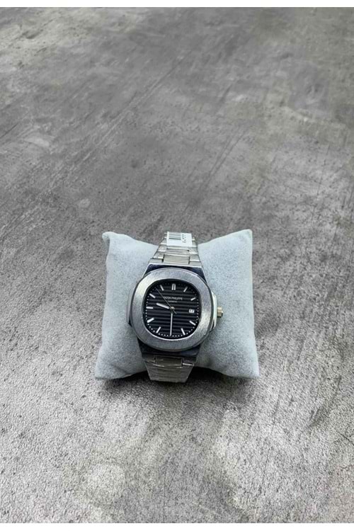 1001 PATEK SAAT - GÜMÜŞ SİYAH - STANDART