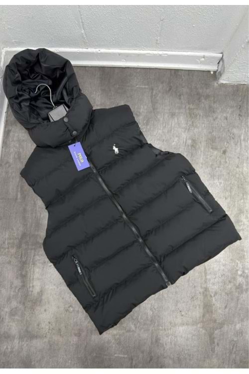 1017 POLO ŞİŞME YELEK - SİYAH