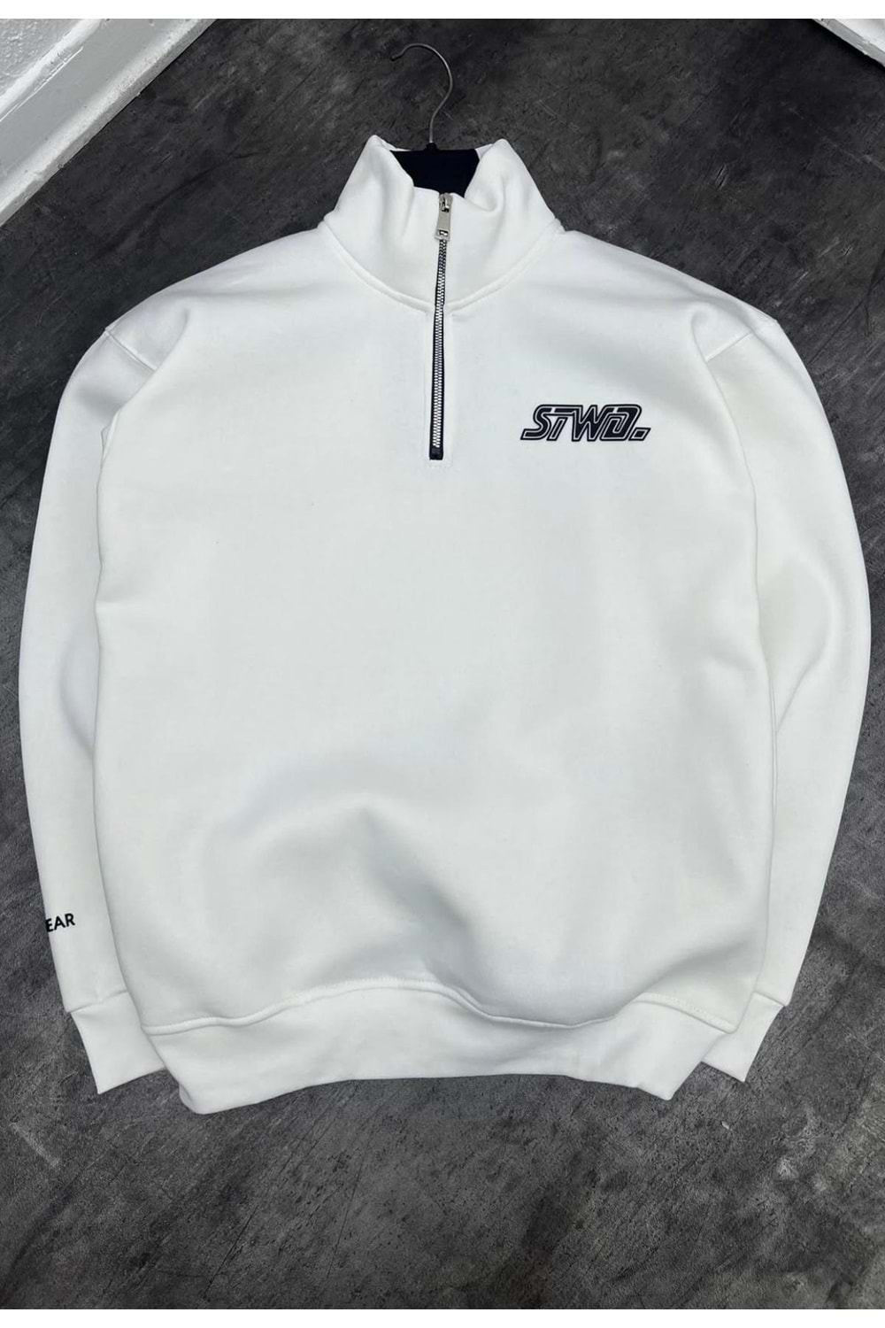 1004 STWD FERMUAR YAKA SWEAT - BEYAZ - S