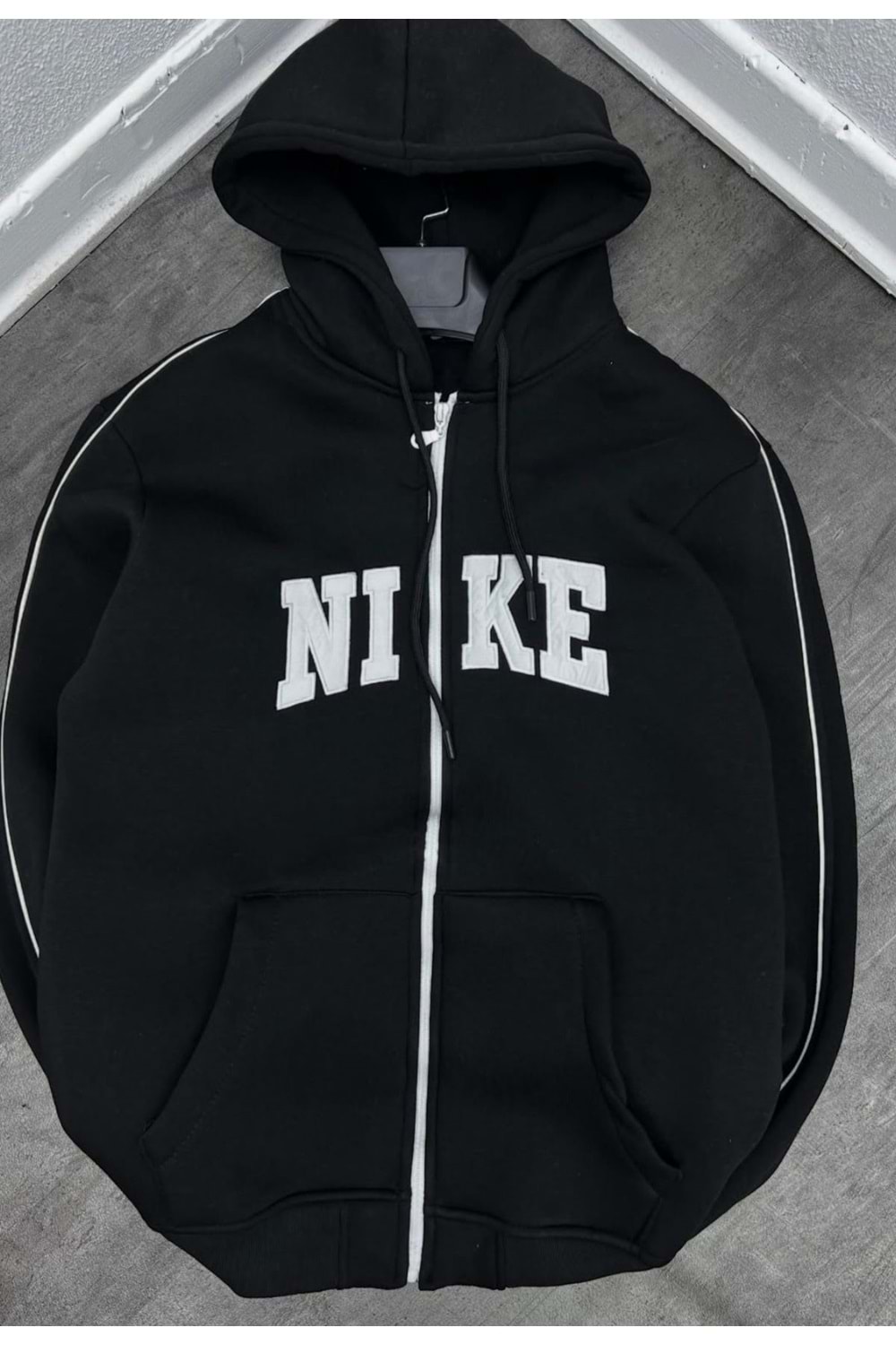 1003 NIKE BUYUK YAZI LOGO CEKET - SİYAH - S