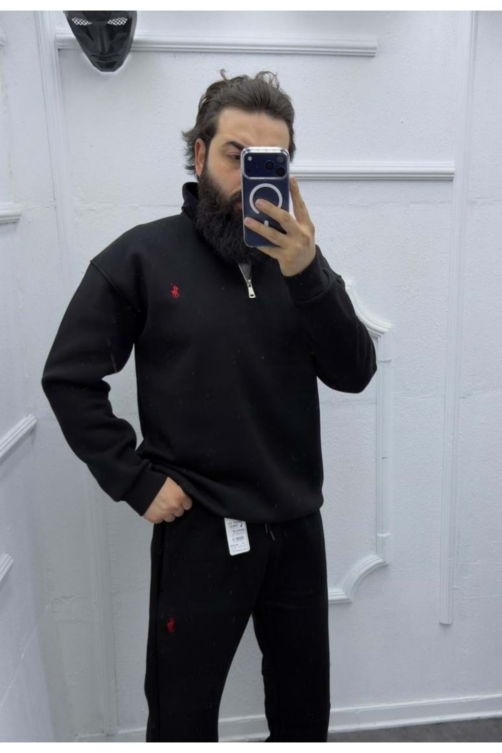 1004 POLO FERMUAR YAKA SWEAT - SİYAH - S