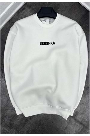 1001 BERSHKA BİSİKLET YAKA SWEAT - BEYAZ - M