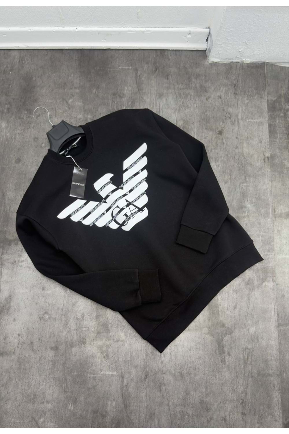 1002 ARMANI BİSİKLET YAKA SWEAT - SİYAH