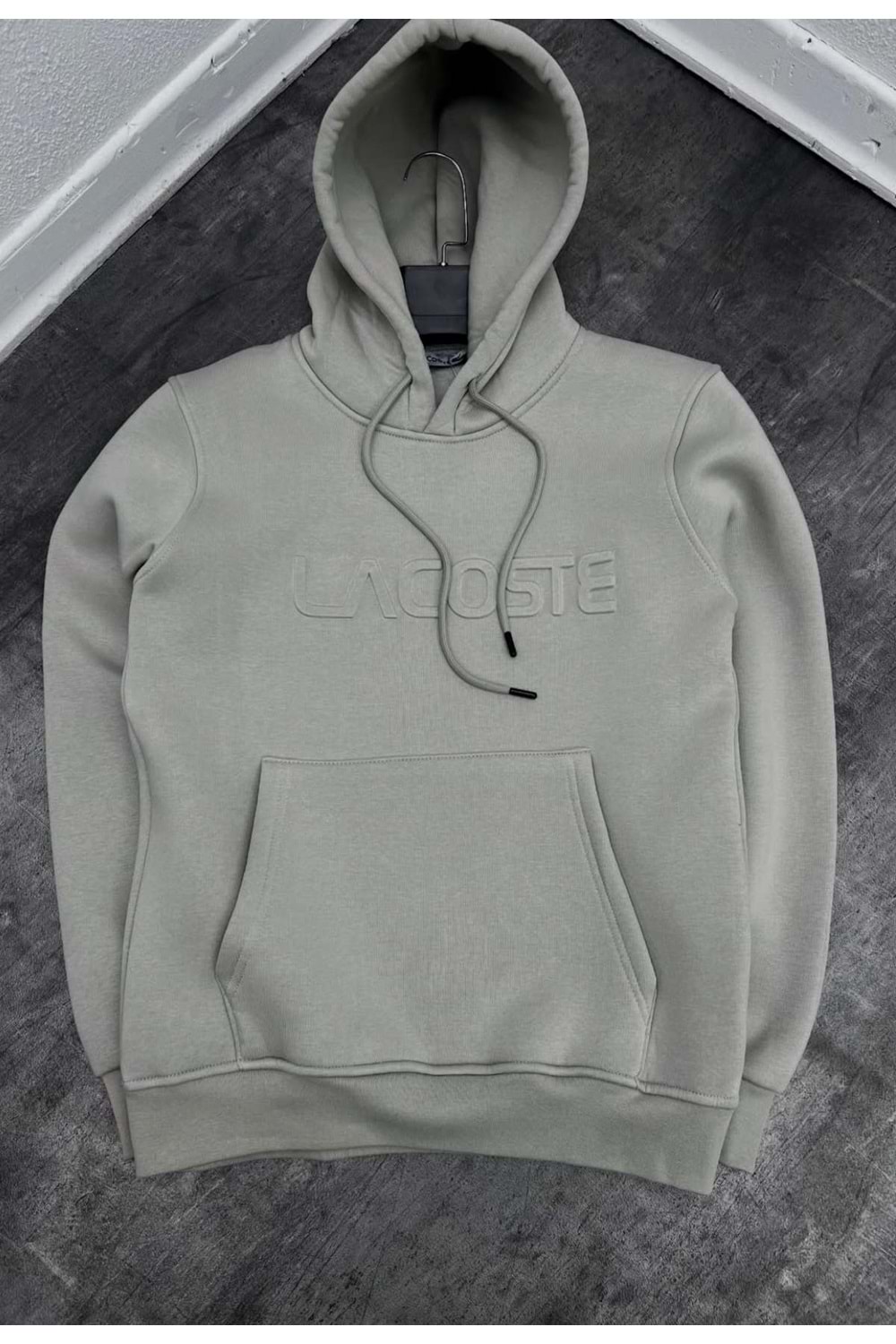 1005 LACOSTE KAPÜŞONLU SWEAT - TAŞ - S