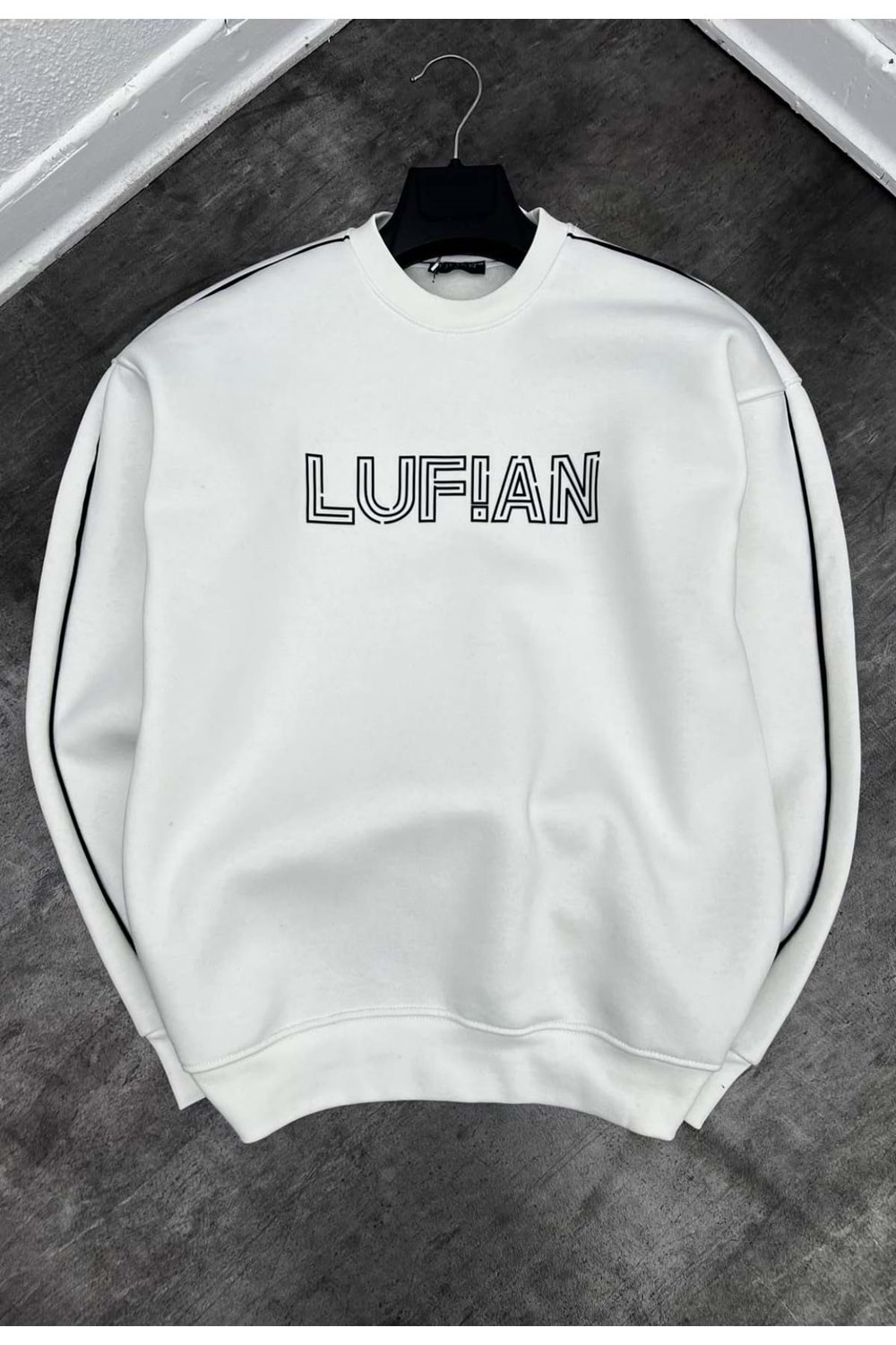 1002 LUFIAN BİSİKLET YAKA SWEAT - BEYAZ