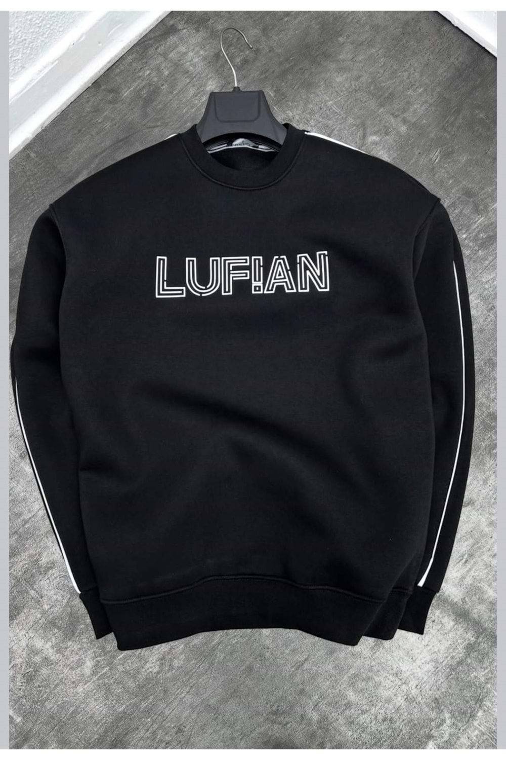 1002 LUFIAN BİSİKLET YAKA SWEAT - SİYAH