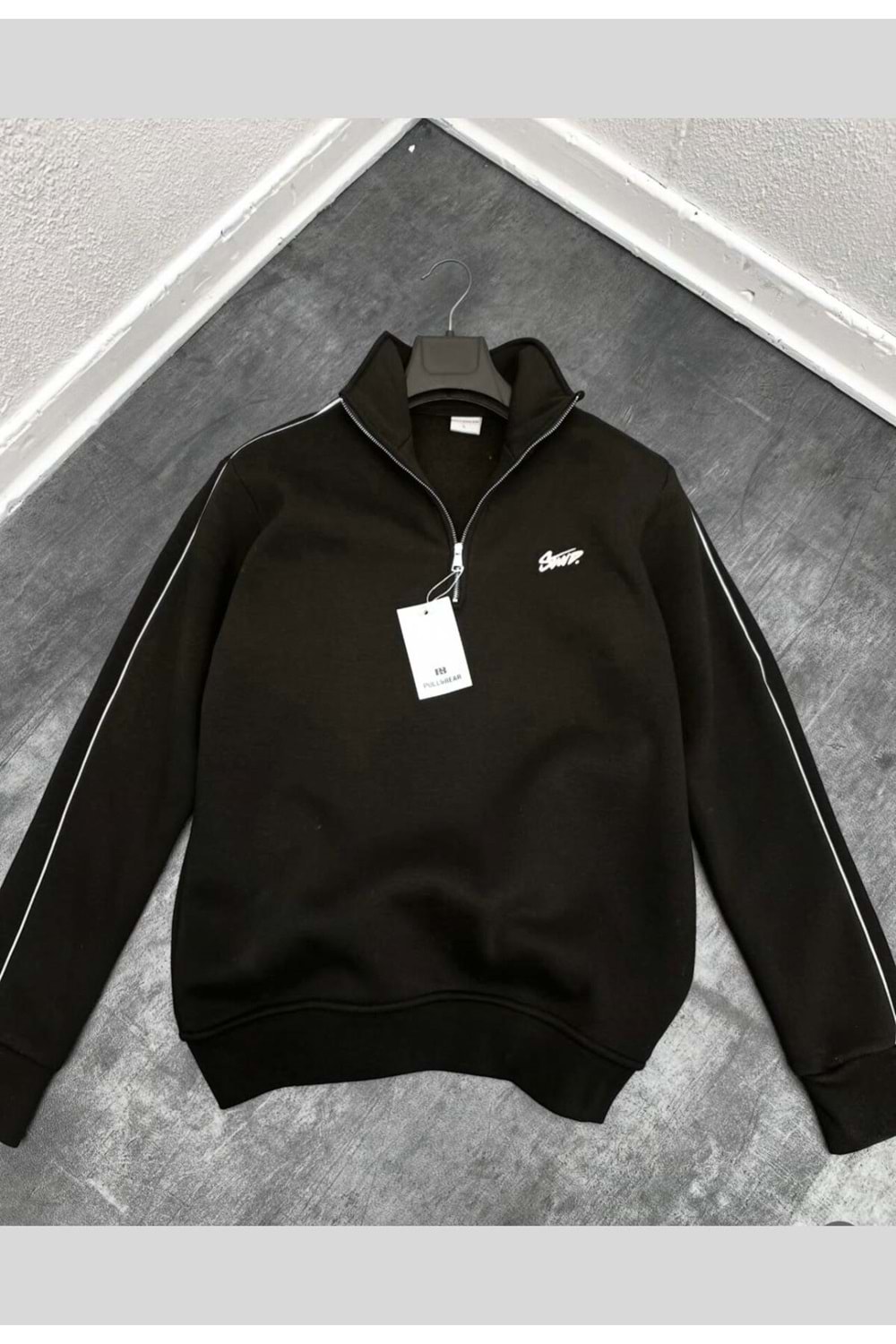 1011 STWD YAKA FERMUAR SWEAT - SİYAH