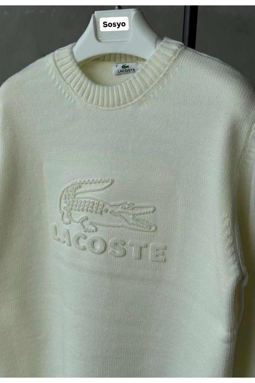 1007 LACOSTE TRIKO ORME KAZAK - BEYAZ