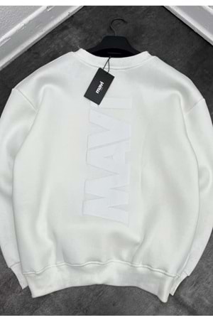 1003 MAVI BISIKLET YAKA SWEAT - BEYAZ