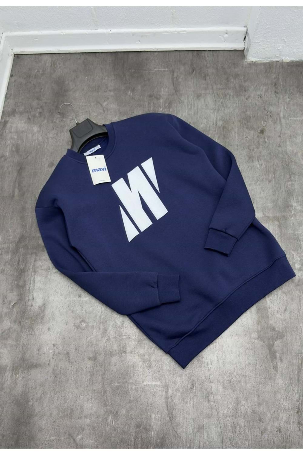 1004 MAVI BUYUK LOGO BISIKLET YAKA SWEAT - LACİVERT