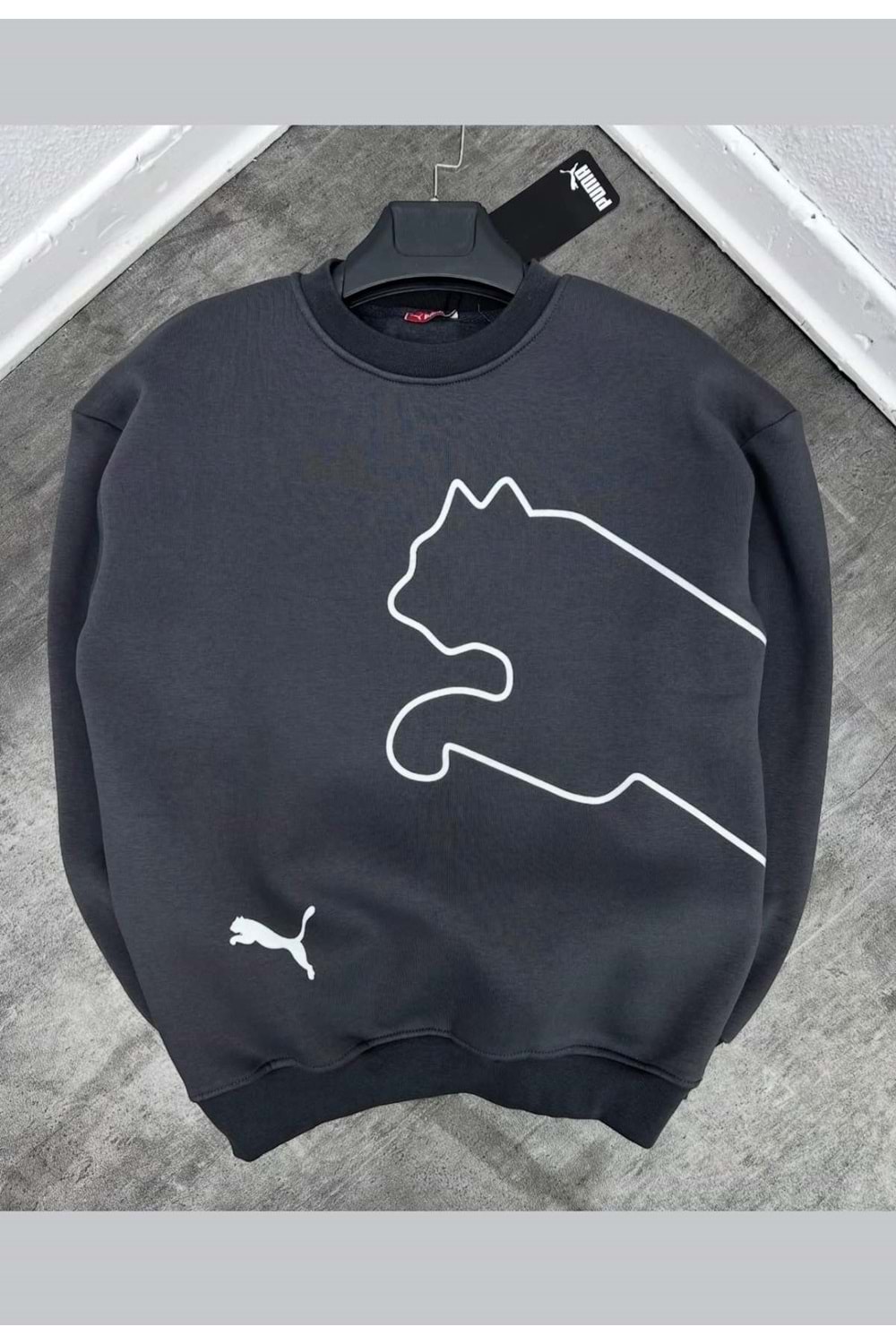 1003 PUMA BISIKLET YAKA SWEAT - ANTRASİT - S