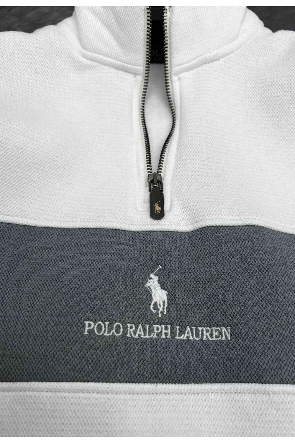 1008 POLO FERMUAR YAKA SWEAT - BEYAZ